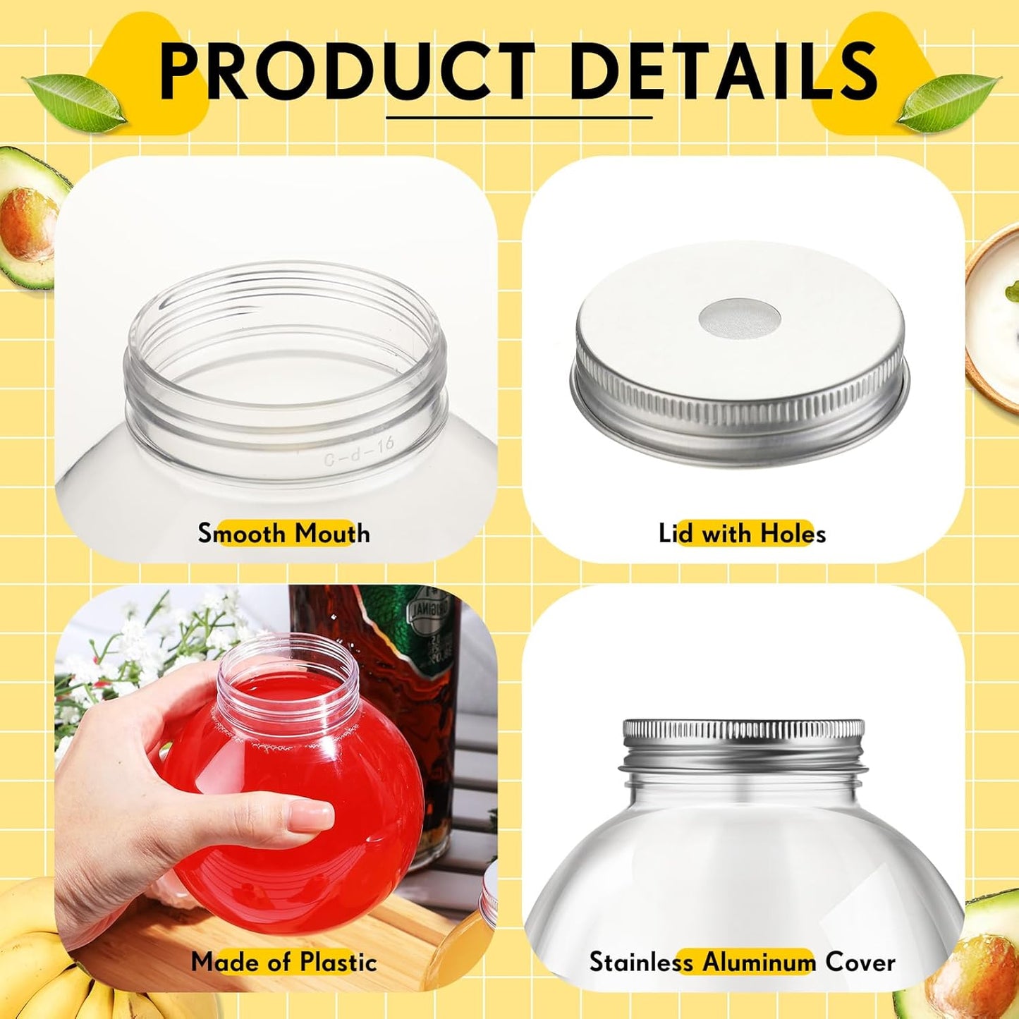 Yaomiao 24 Pcs 10 oz Mini Plastic Fish Bowl Ornament Cups for Drinks Clear Spherical Potion Bottles with Lids and Straws Bulb Cups for Christmas Carnival Candy Party Decorations (Red)