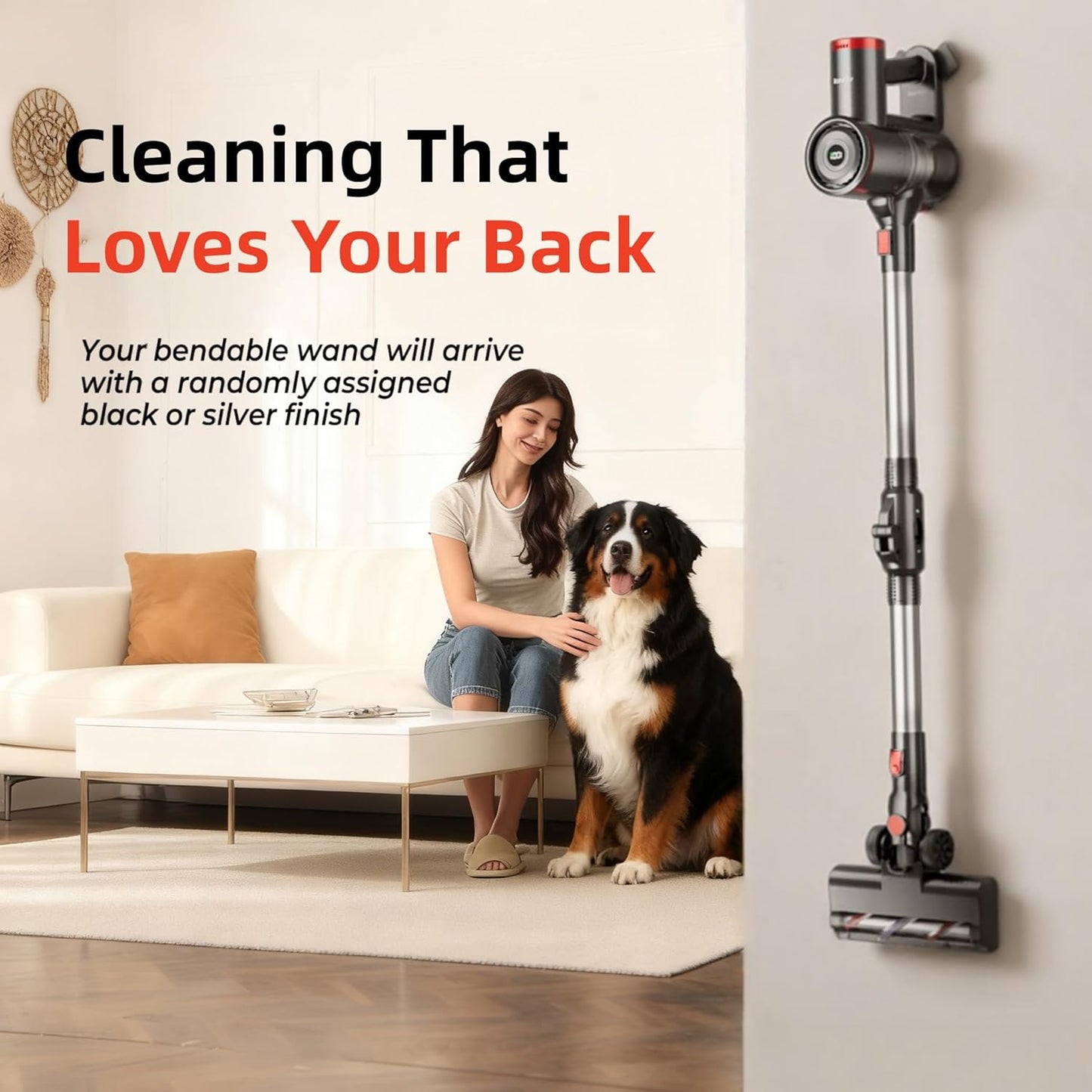 RONEAIR Cordless Vacuum Cleaner - Powerful 40Kpa Suction for Pet Hair | Self-Standing, 45 Mins Runtime