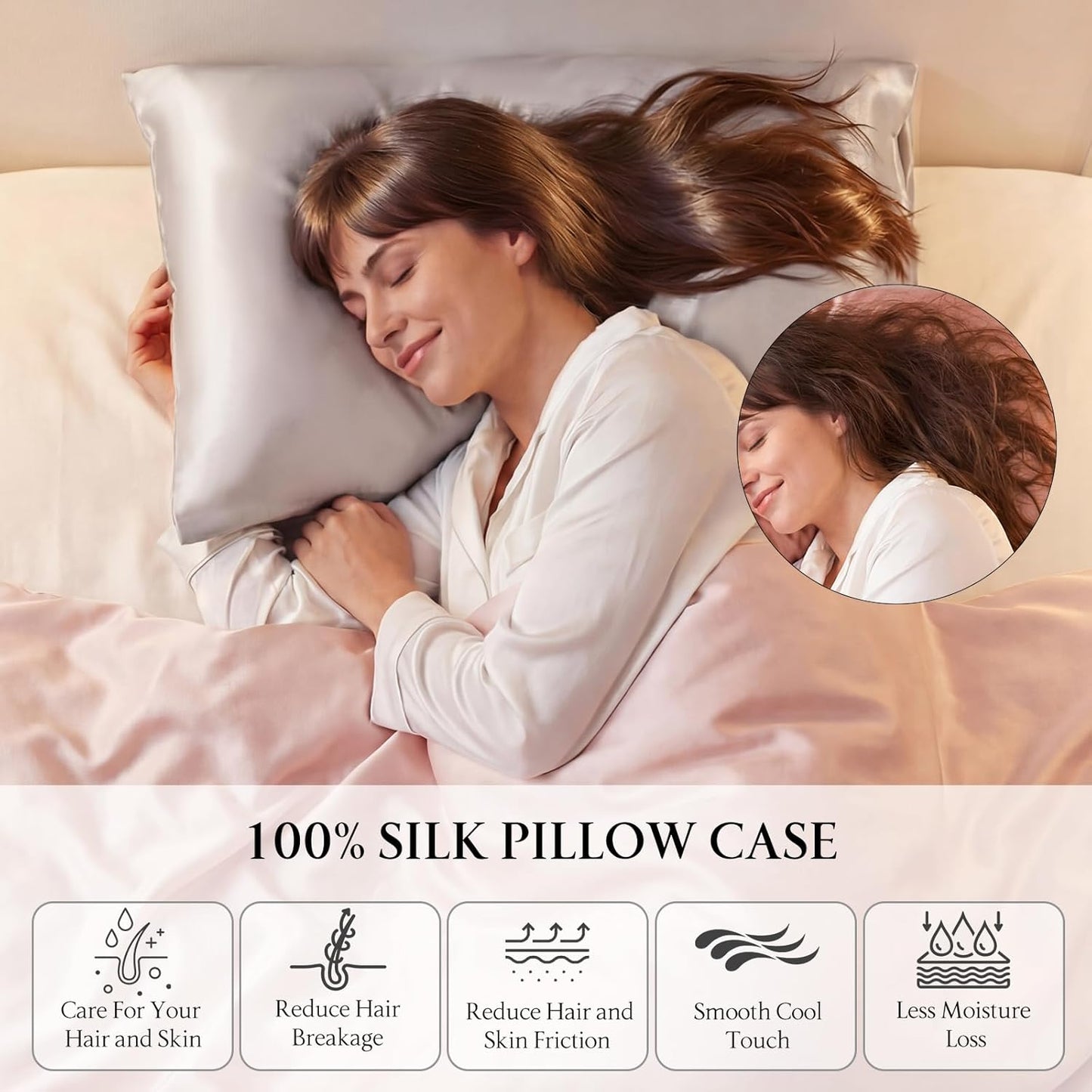 Slik Pillowcase - 100% Pure Mulberry Silk for Hair & Skin | Luxury Gray 19x29 Inch Pillow Cover