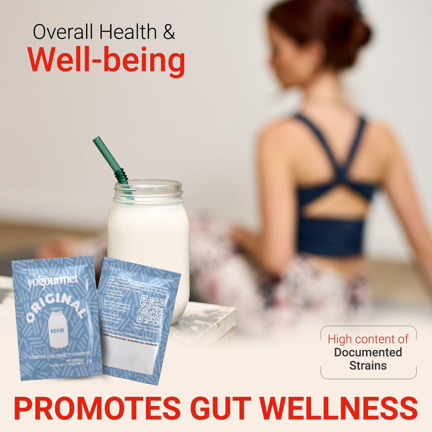 Yogourmet Kefir Starter (12 Pack Bulk Version) - Make Kefir at Home - Starter Culture - All Natural, Gluten Free, Kosher, Halal - 3 g Sachets