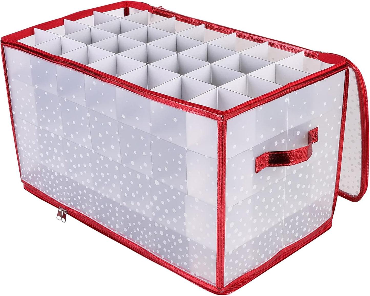 Ornament Storage Organizer for 112 Ornaments | Zipper Closure | Space-Saving Red Design
