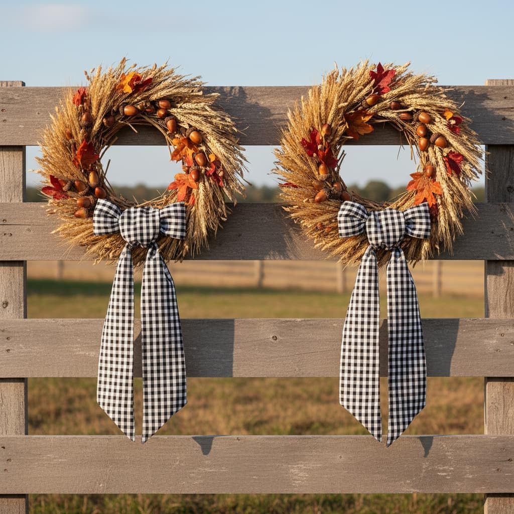 Regine Switzerland Wreath Sash - Black White Checkered Plaid Bow Ribbon for Year-Round Home Decor (5.12" x 54.33")