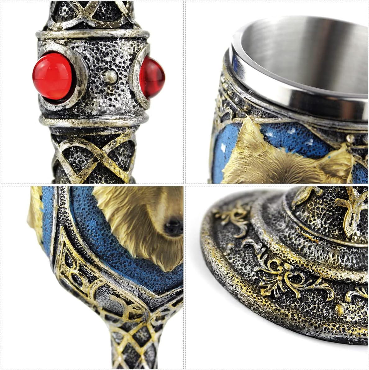 Stainless Steel Wolf Goblet - 3D Resin Wine Chalice Cup for Unique Occasions