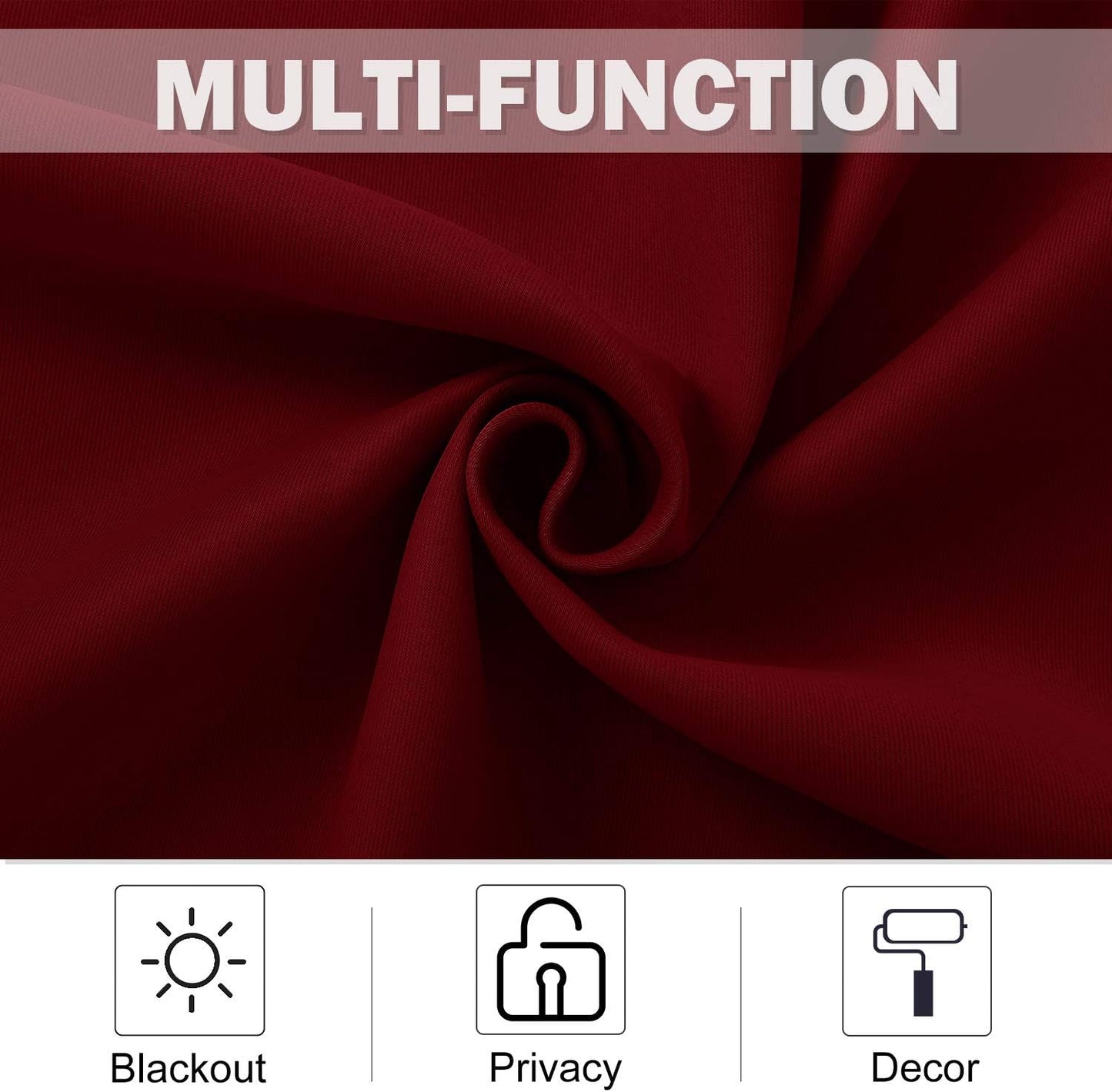 Thermal Insulated Blackout Kitchen Curtains for Small Windows - Burgundy Tiers (29x36 inches)