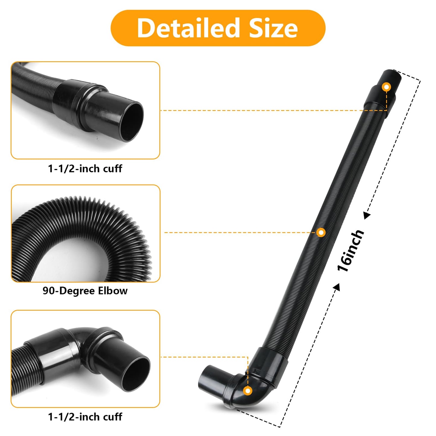103048 Static-Dissipating Backpack Vacuum Hose Compatible with ProTeam Vacuum Hose with 1-1/2-inch Cuffs, Also fits Pro-Team Super Coach, Mode 6, and other Models - Replacement Backpack Vacuum Hose