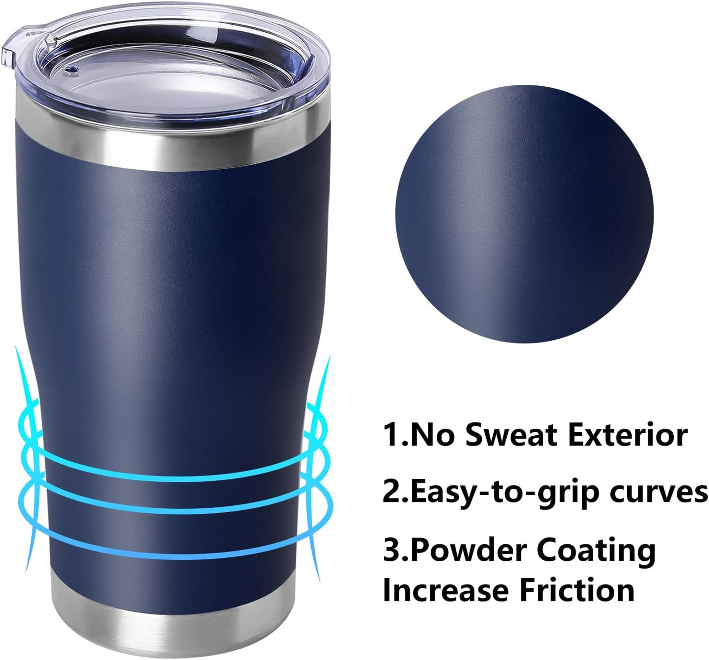 DOMICARE 20oz Tumbler with Lid Stainless Steel Tumblers Bulk, Double Wall Vacuum Insulated Coffee Travel Mug Powder Coated Tumbler, 8 Pack Purple