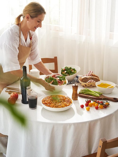 DOWAN 32 OZ Large Soup Bowls Set of 4 - White Ceramic Deep Bowls for Cereal, Salad & Pasta