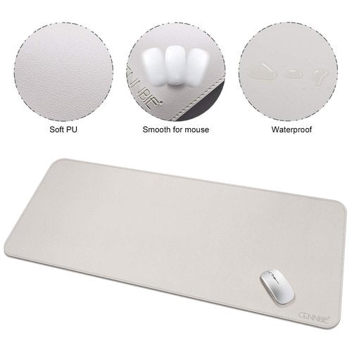 CENNBIE 59" x 27.5" 4XL Super Large Desk Mat - Mega Size Premium Vegan Leather Desk Pad - Ultra Ergocomfort Technology (Cream)