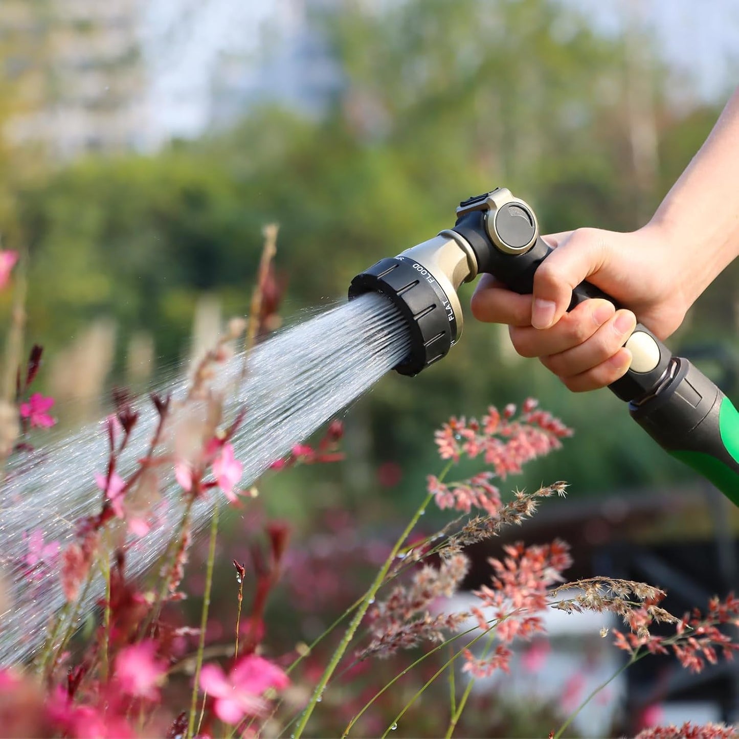 RESTMO Heavy Duty Hose Nozzle - Metal Garden Sprayer with 7 Watering Patterns & Thumb Control | Bronze Finish