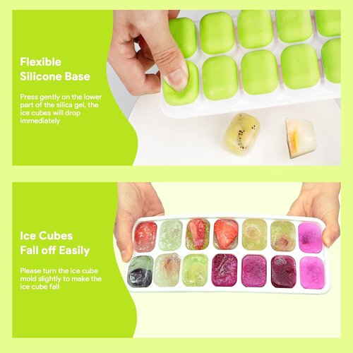 Airabc Silicone Ice Cube Trays - 4 Pack with Removable Lid | Easy-Release 14-Cube Design, BPA Free