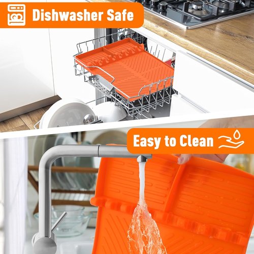 Blackstone Silicone Grill Mat - BBQ Griddle Tool with Drip Pad & Spatula Mat | Outdoor Kitchen Essential (Orange)