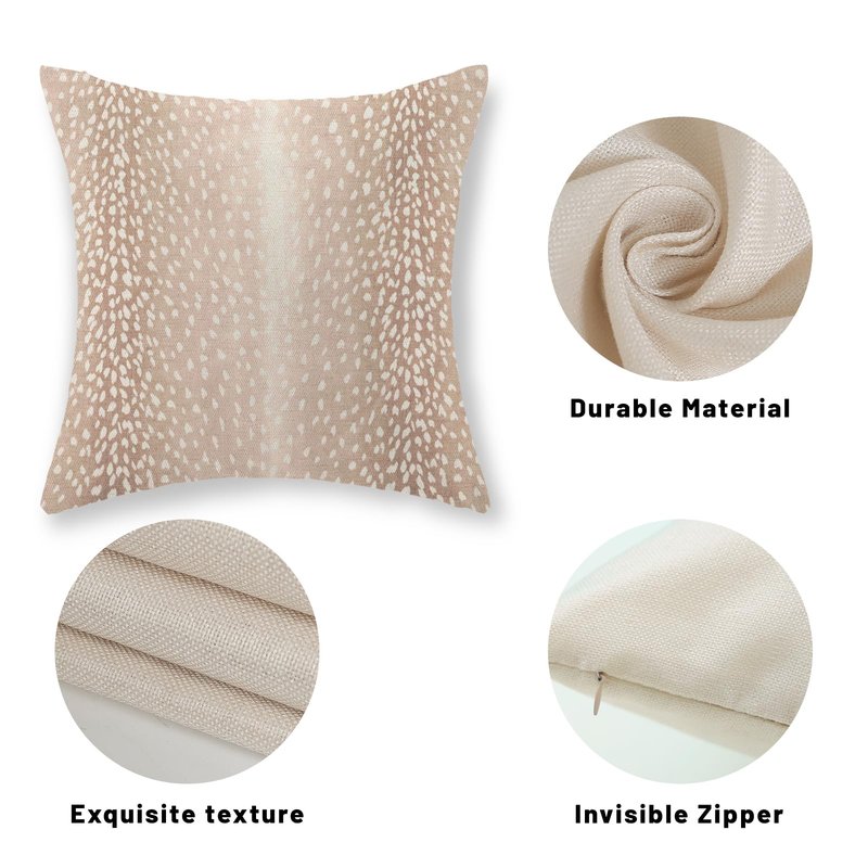JEFERSO Antelope Pillow Covers 20x20 Set of 2 Beige Animal Skin Print Throw Pillow Covers Modern Antelope Decorative Pillow Cases Outdoor Farmhouse Linen Decor Cushion Case for Couch Sofa Room