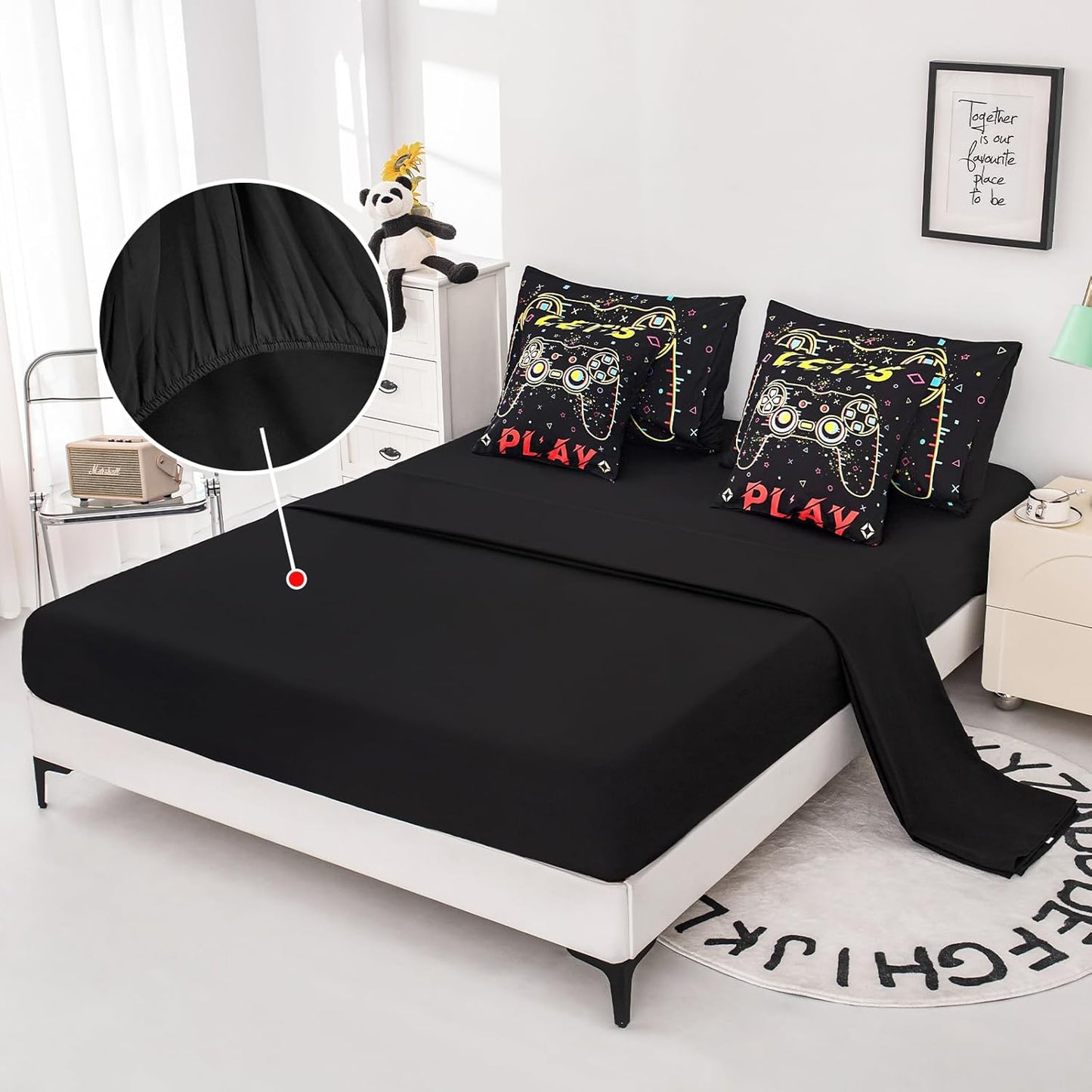 Dinosaur Bedding Full Size Sheets and Comforter Set, Boys Full Size Bedding Set Teen boy Comforter Set 7 Pieces Toddler Bed Sheets and Comforter Set for Boys All Season