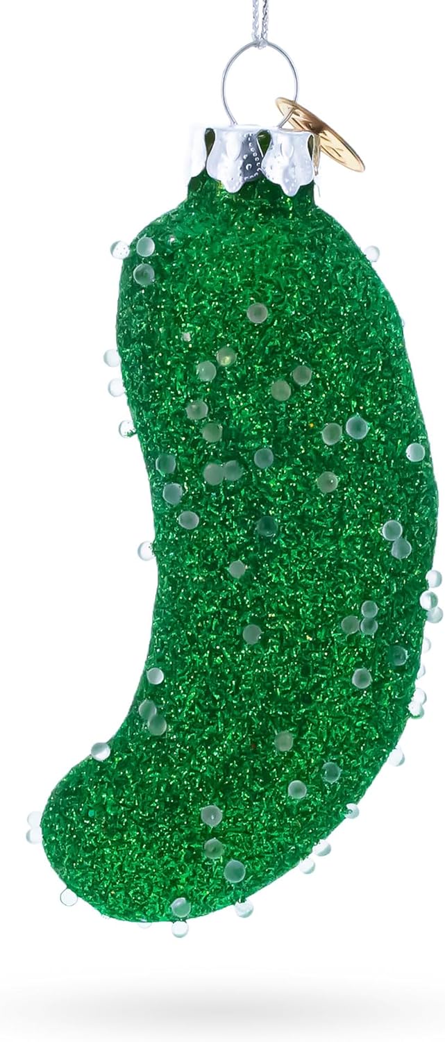 Handcrafted Salted Pickle Glass Blown Christmas Ornament - Unique Holiday Decor