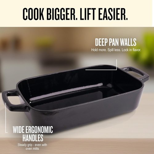 Alva Nori Enameled Cast Iron Roasting Pan - 12x8 in | PFAS-Free, Oven & Induction Safe, Easy to Clean