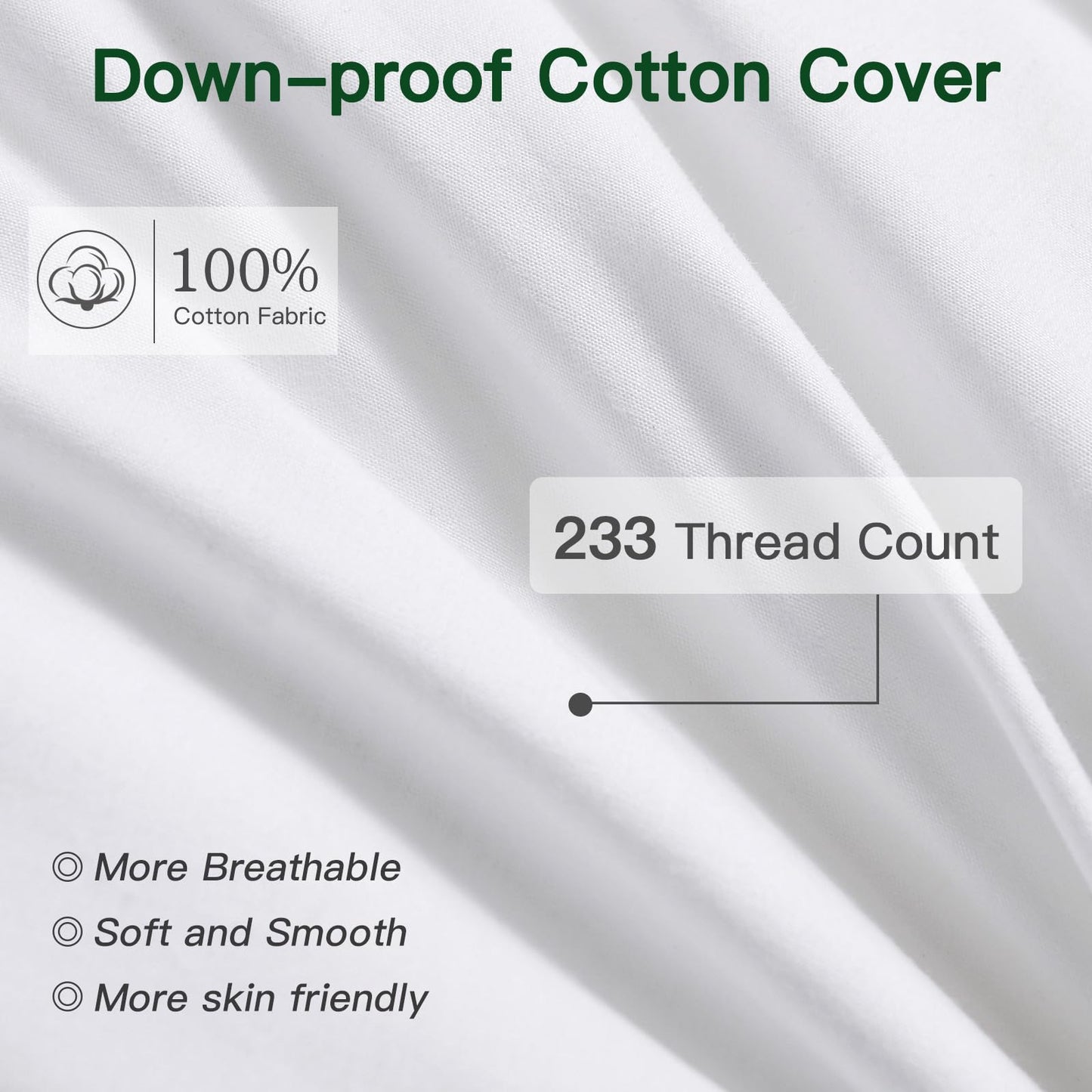 OTOSTAR Pack of 2 Down and Feather Throw Pillow Inserts, 12 x 20 Soft Fluffy Pillow Inserts with 100% Cotton Cover Decorative Pillows for Sofa Couch Bed-White