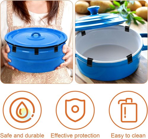 Gosknor Dutch Oven Lid Protector Clips - 12pcs Silicone Set for Round & Oval Lids - Black