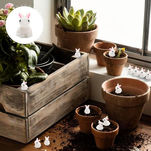 Exasinine Mini Rabbit Figurines - 50Pcs Easter Bunny Ornaments for Fairy Garden & Home Décor