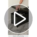 Black Leather Storage Ottoman Bench - 43 Inch Foot Rest & Seat with Bins - Variation 04