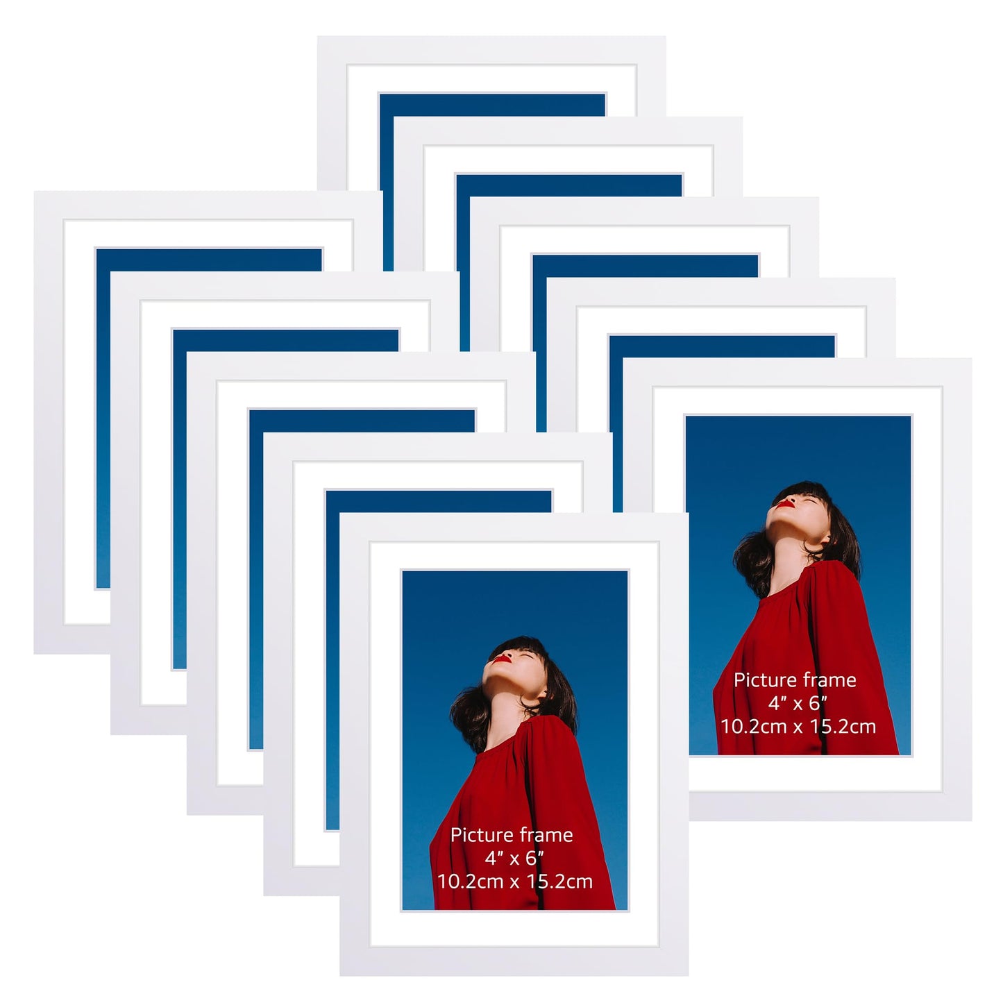 Lavezee 5x7 White Picture Frame Set of 10, Bulk Collage Frames for Photos 4x6 with Mat or 5x7 without Mat, Table Top and Wall Mounting Decor