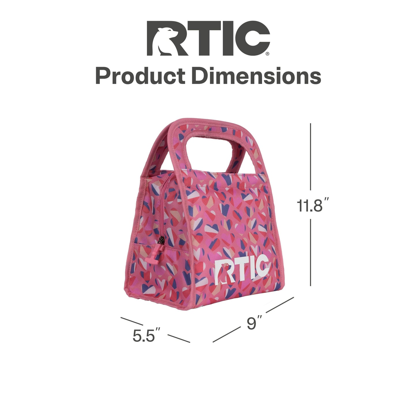 RTIC Ice Lunch Bag, Freezable for Women and Men, Reusable Durable Fabric, Cooler Lunch Bags for On The Go Meals, Commuters, Sweet Hearts