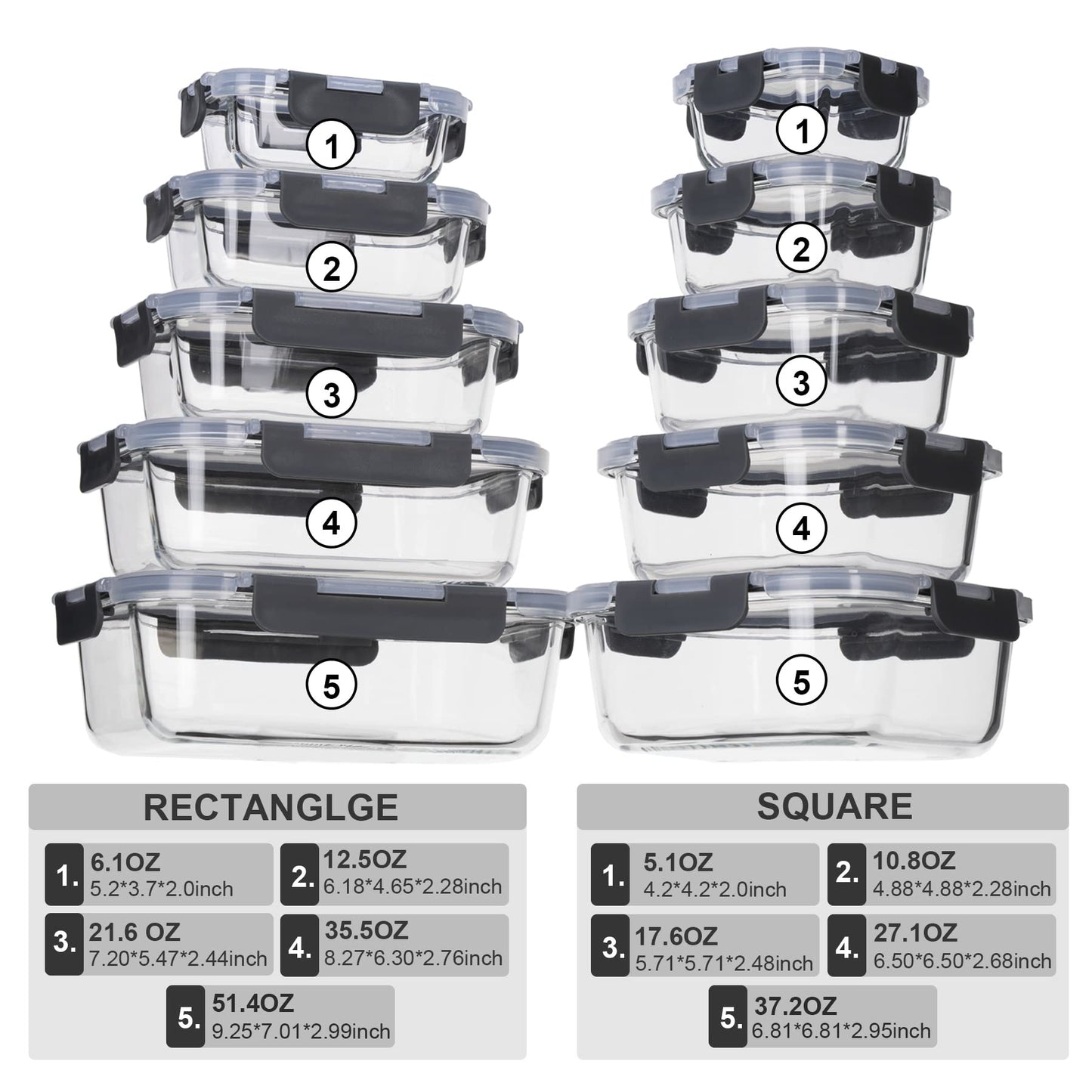 coccot Glass Food Storage Containers with Lids Airtight, Glass Meal Prep Containers for Lunch, Glass Container Set, BPA Free(20 Pieces)