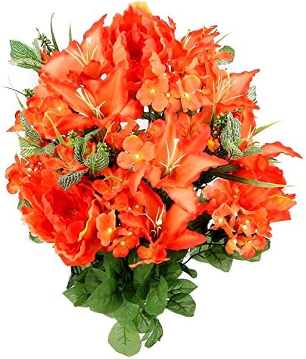 24-Stem Artificial Flower Arrangement - Mixed Roses & Carnations for Indoor/Outdoor Wedding & Home Decor - Spring Faux Flowers in Blue