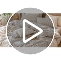 Cal King Striped Duvet Cover Set 100% Washed Cotton Linen-Like - Classic Tannish Grey & White