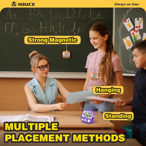 Classroom Timers for Teachers Kids Large Magnetic Digital Timer Teacher Supplies 2 Pack-Orange Purple