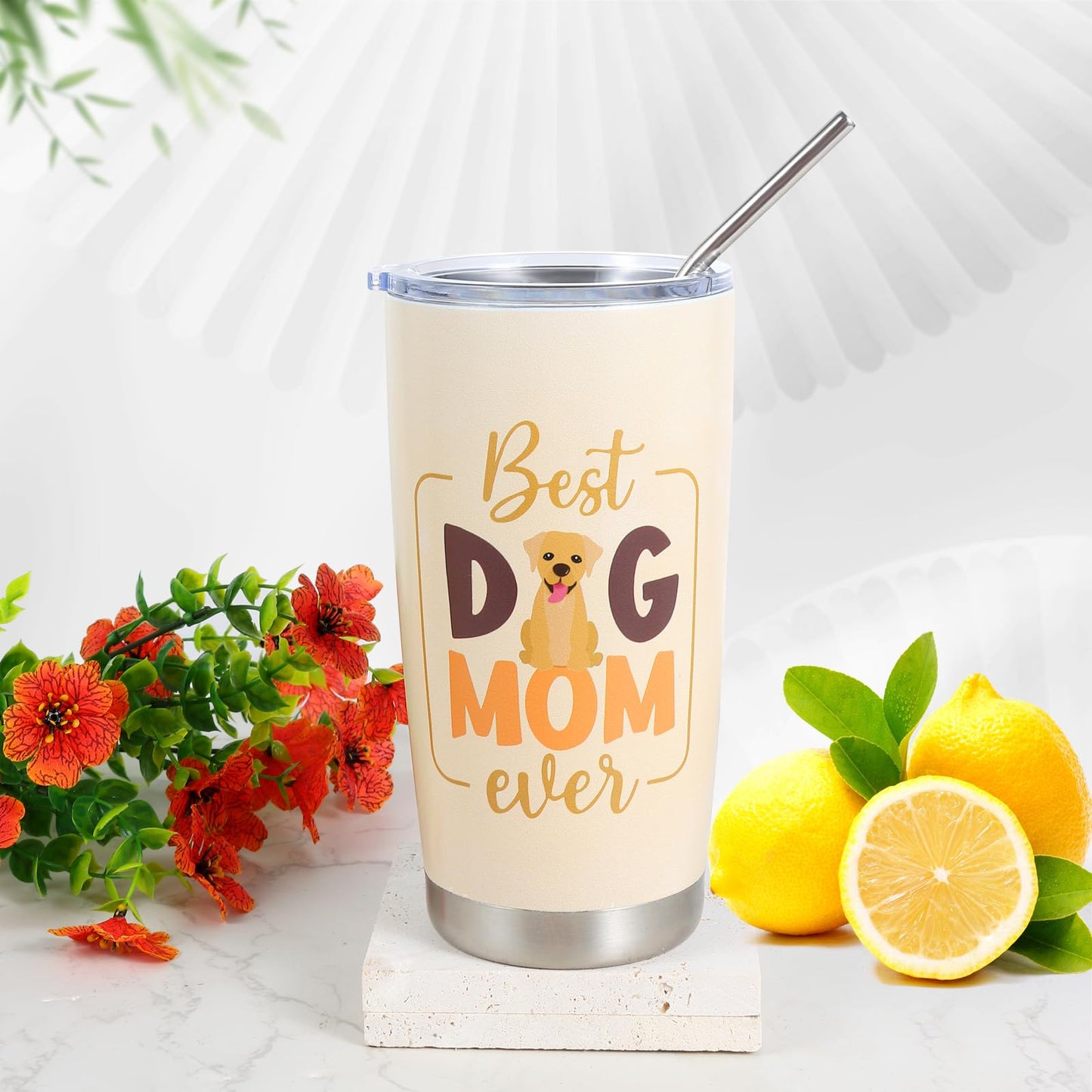 Dog Mom Gifts for Women Best Dog Mom Gifts Dog Gift Basket Cool Gifts for Dog Lovers Including Makeup Bag 20 oz Tumbler Keychain Socks Candle Bracelet Gift Card for Birthday Christmas Mothers Day