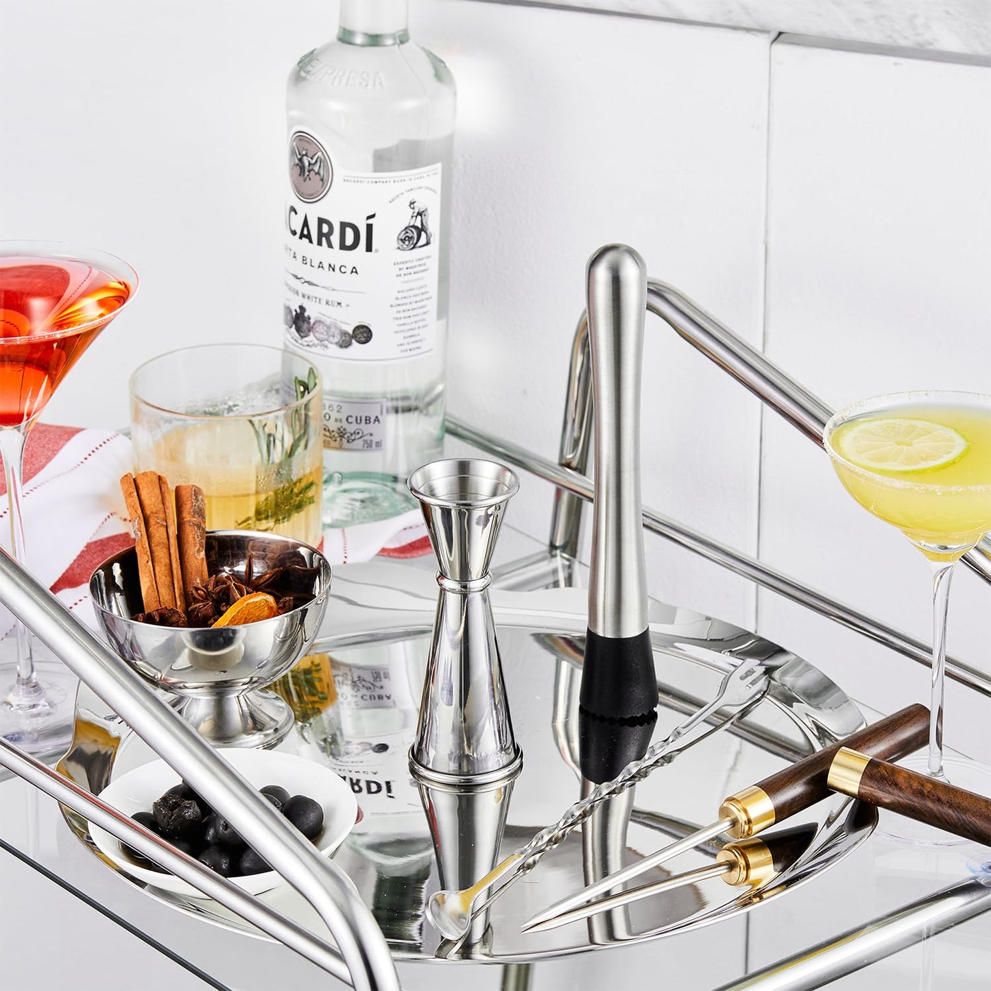 KITESSENSU Jigger for Bartending, Japanese Jigger 2 oz 1 oz with Measurements Inside, 304 Stainless Steel Double Cocktail measuring cup, Professional Bar Tool for Home & Bar Use