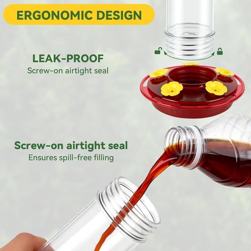 Hummingbird Feeder - 8.3oz Outdoor Hanging Design with 5 Bee Guard Ports & Ant Moat | Perfect Garden Gift Set (2 Pack)