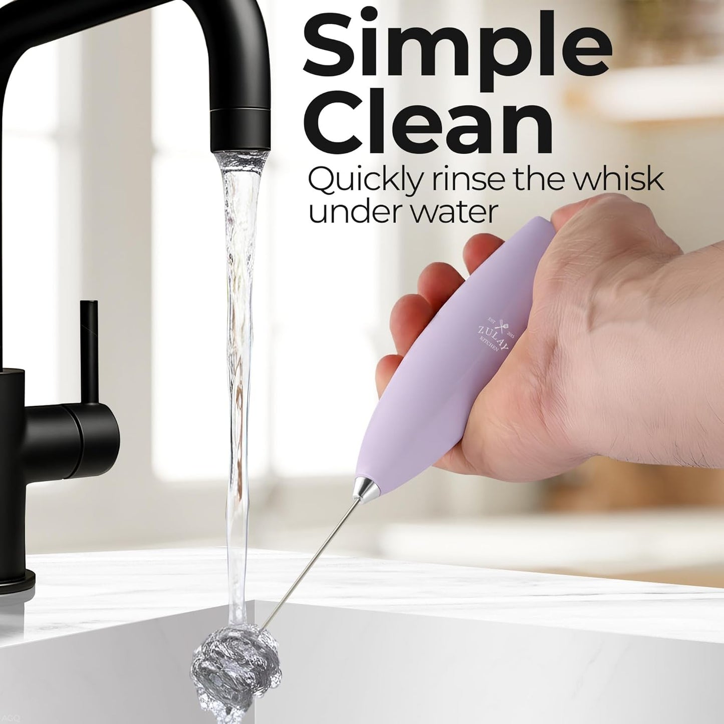 Zulay Kitchen Tornado Triple Whisk Milk Frother - Handheld Foam Maker for Coffee & Lattes - Lilac Color with 4 Duracell Batteries