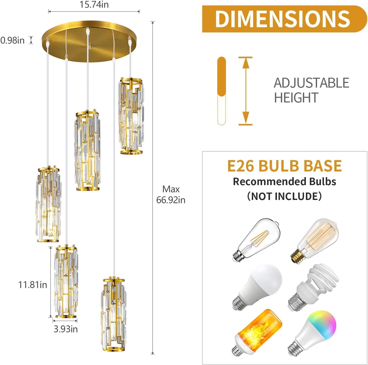 Pendant Lights Modern Pendant Lights Kitchen Island Gold Pendant Light Fixture Mini Crystal Chandelier Lighting for Kitchen Island Dinning Room Bedroom Sink (Gold 3-Light)