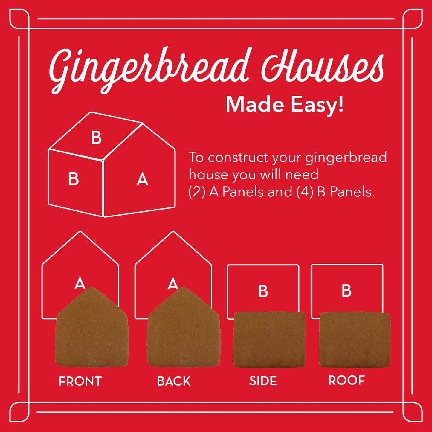 Gingerbread House Cookie Cutter Set - Mini 2-Piece with Recipe Card, 4.5” Tall - Made in USA