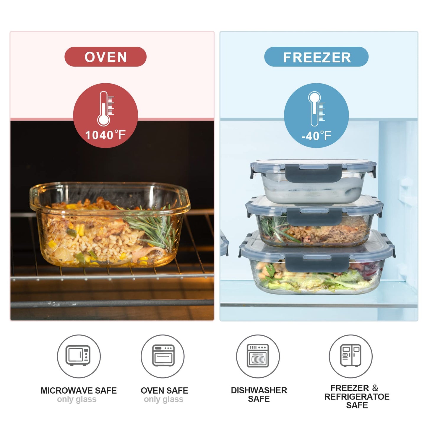 coccot Glass Food Storage Containers with Lids Airtight, Glass Meal Prep Containers for Lunch, Glass Container Set, BPA Free(20 Pieces)