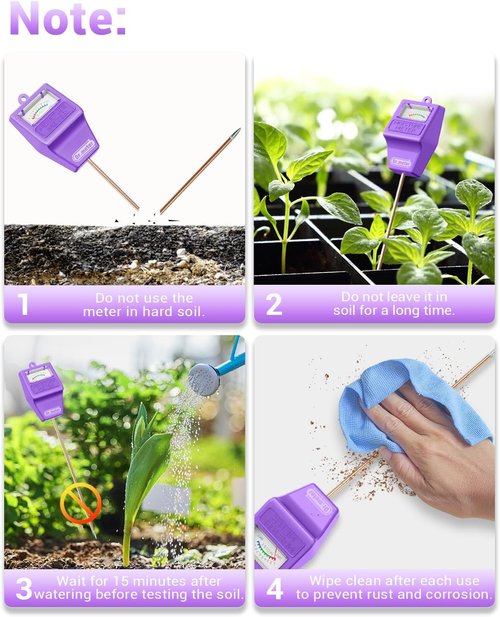 Dr.meter Soil Moisture Meter - Accurate Hygrometer Sensor for Indoor & Outdoor Plants | No Battery Needed