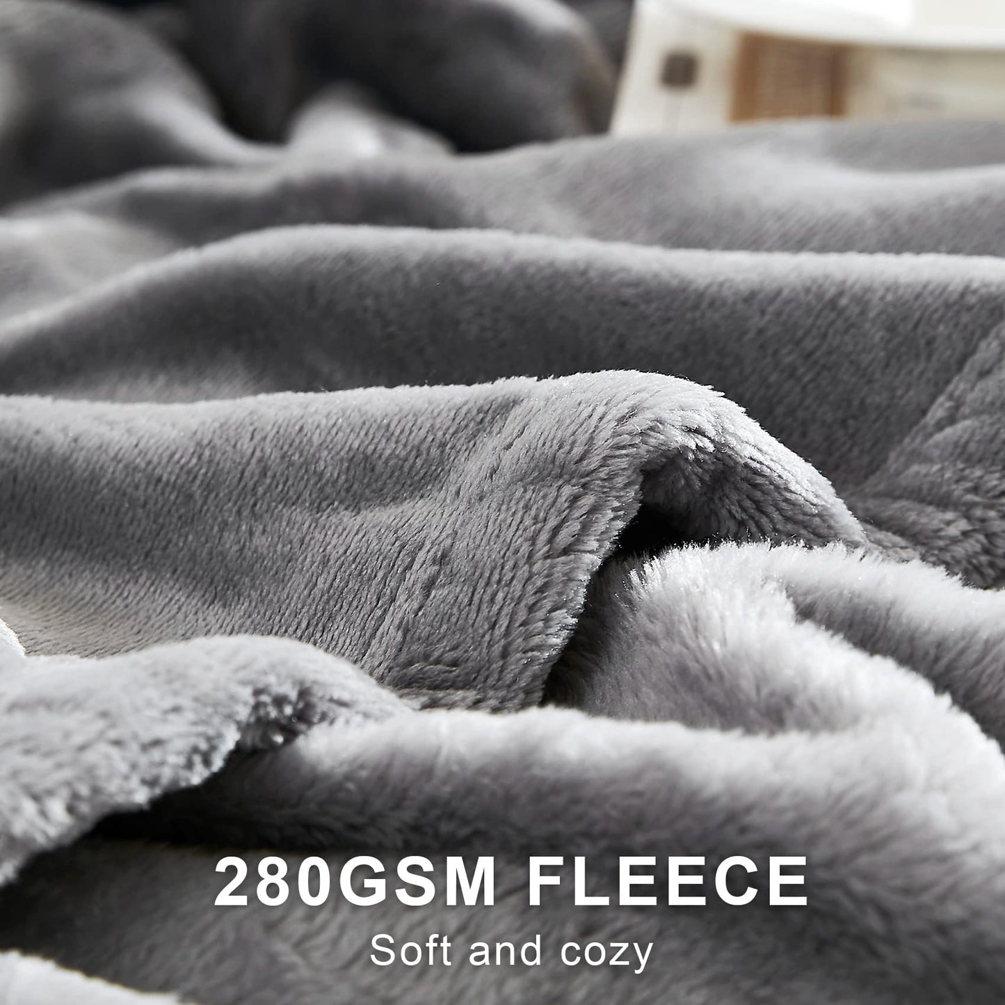 Hansleep Fleece King Size Blanket for Bed Grey, Super Soft Flannel Fuzzy King Size Blanket Gray, Plush Cozy Blanket for All Seasons, Grey, King 90x108 Inches