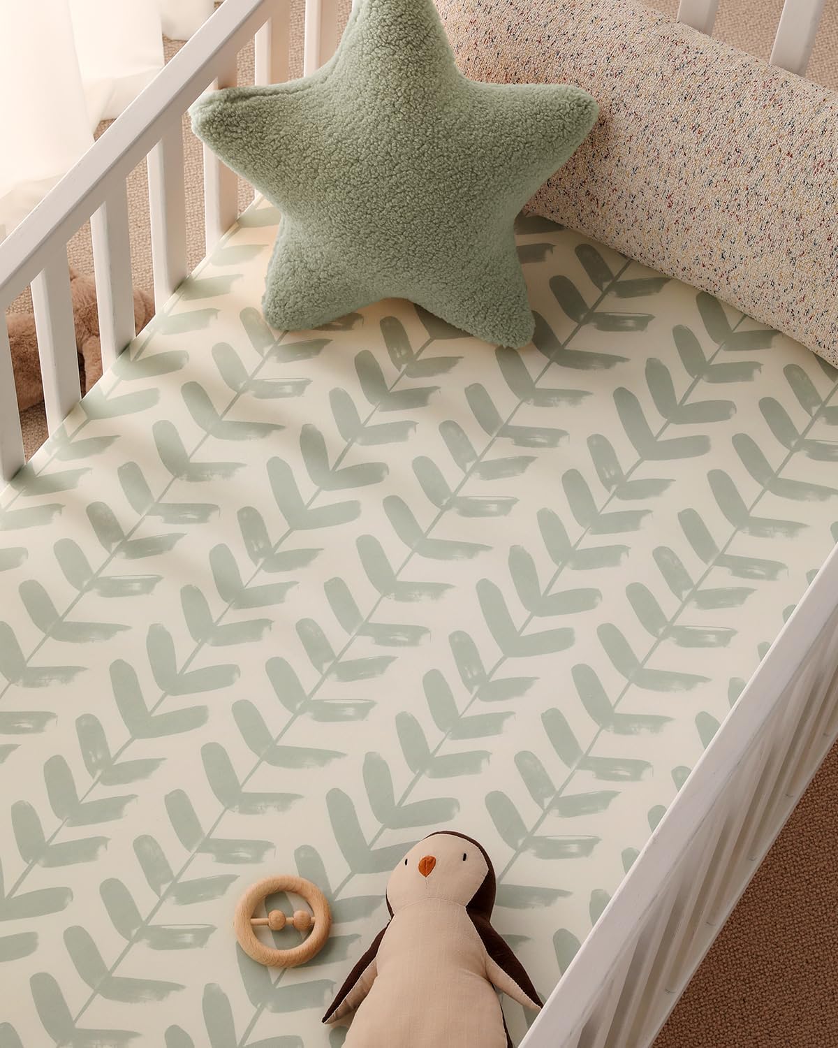 Yoofoss Baby Pack and Play Sheets - Ultra Soft Fitted Mini Crib Sheets for Boys & Girls | 38x26" Forest Bear Design