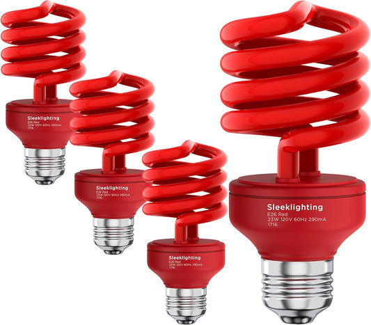 23W T2 Orange Spiral CFL Light Bulbs - Energy Saver, E26 Base, UL Approved (4-Pack)