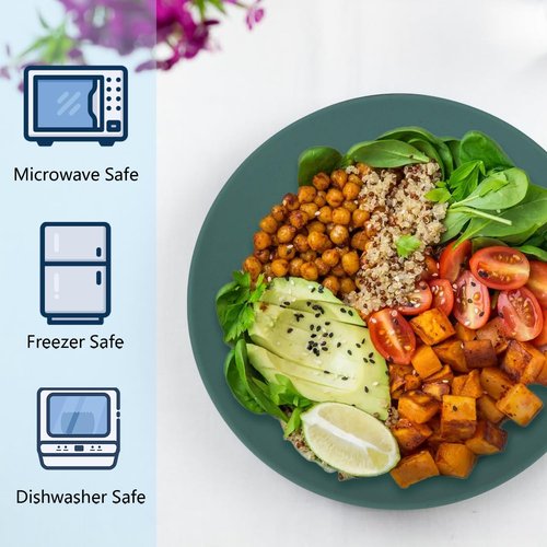 Homienly Wheat Straw Plates Unbreakable Flat Salad Plates Set of 8 Reusable Dinner Plate for Kitchen, Camping, RV, Microwave and Dishwasher Safe Plate Heavy Duty Paper Plates Alternative (Multi, 9in)