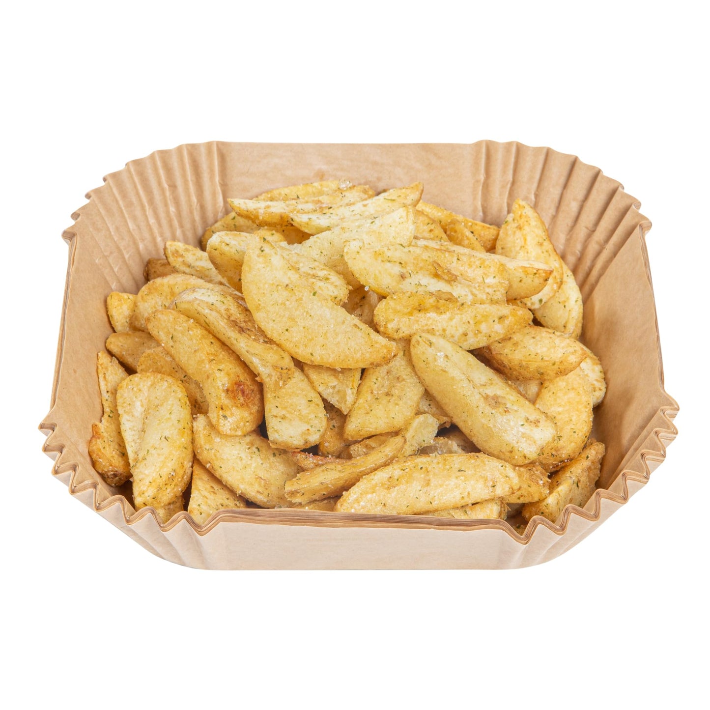 Restaurantware-Pastry Tek 6.3 x 6.3 x 1.8 Inch Air Fryer Liners, 100 Square Air Fryer Baskets - No-Stick Silicone Coating, Unbleached, Food-Grade Paper Liners, For Steamer, Microwave, Oven, Fry Pan