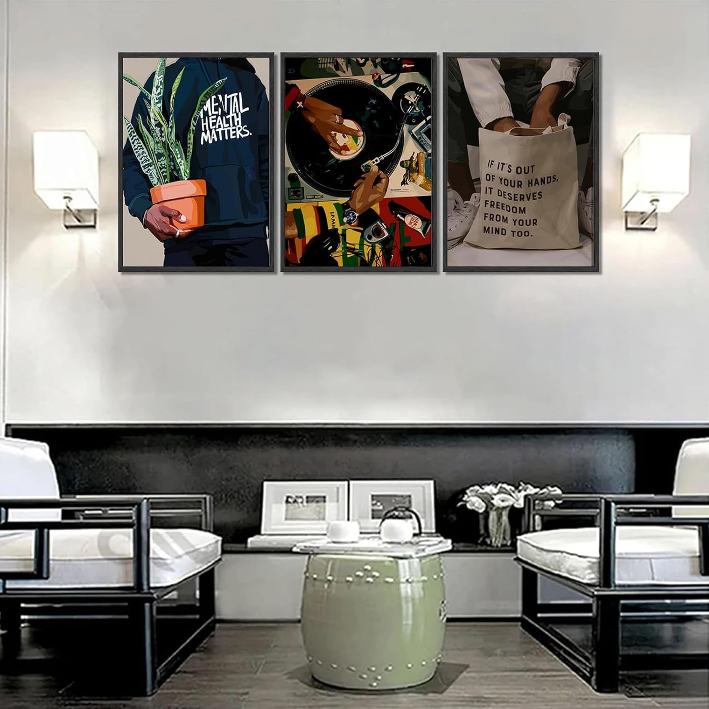 Regine Switzerland Black Men Wall Art - Set of 3 African American DJ Poster Prints | 12x16in Decor