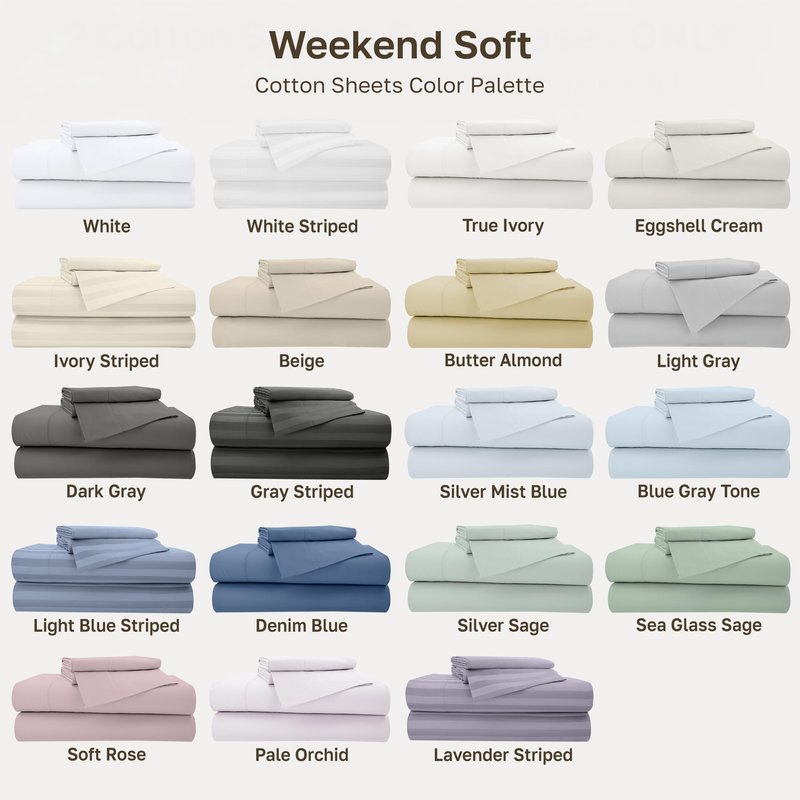 California Design Den Queen Size Sheet Set - 500 Thread Count Sateen, 100% Cotton Sheets, Deep Pockets Bedding Set with All Around Elastic for a Snug Fit - White