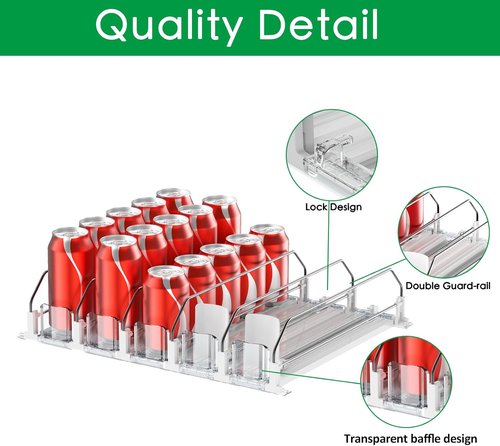 Drink Organizer for Fridge - Skiennix Automatic Pusher Glide Soda Dispenser | Holds Up to 25 Cans, 12oz-20oz