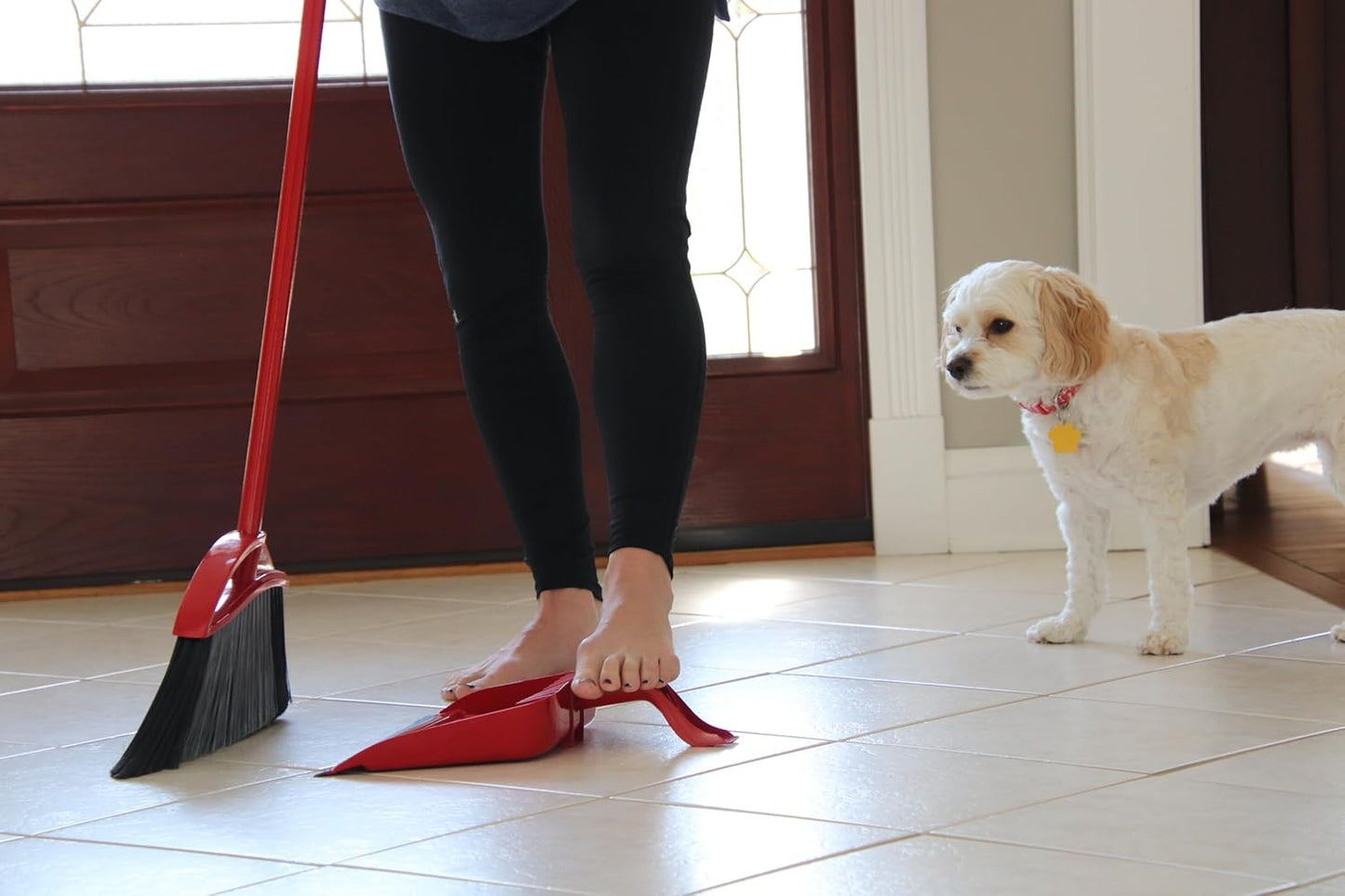 O-Cedar Pet Pro Broom - Step-On Dustpan for Effortless Cleaning | Removes 99% Pet Hair | Ideal for Cat & Dog Owners