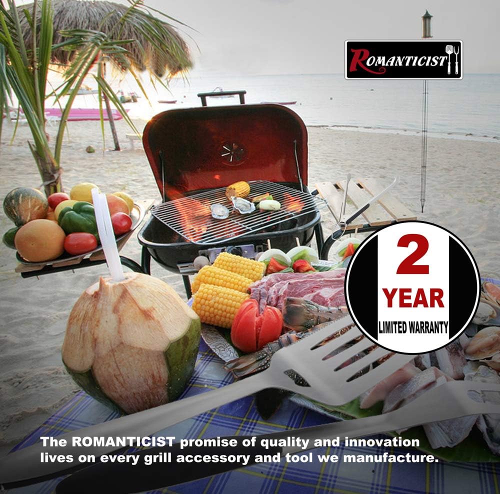 **ROMANTICIST Heavy Duty Grill Accessories Set - Professional BBQ Tools for Outdoor Cooking | 4-Piece Deluxe Gift for Dad**