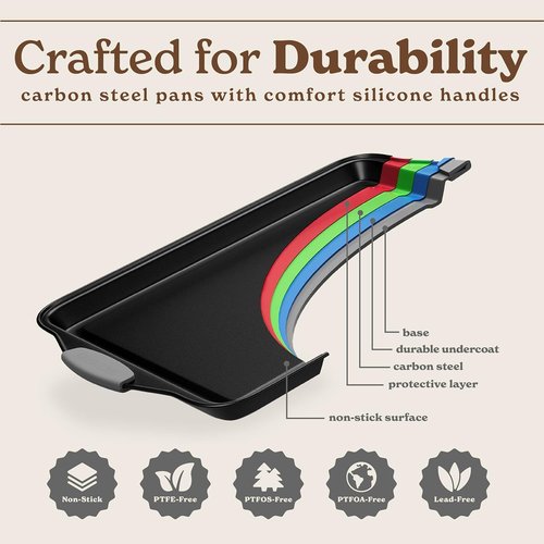 Country Kitchen Nonstick Bakeware Set - Heavy Duty & Durable, Easy Release, Grey | 4 Pieces