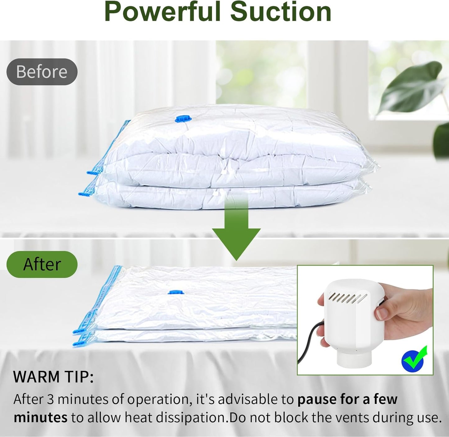 Skiennix Electric Vacuum Pump - Space Saver for Storage Bags | Portable & Efficient Design