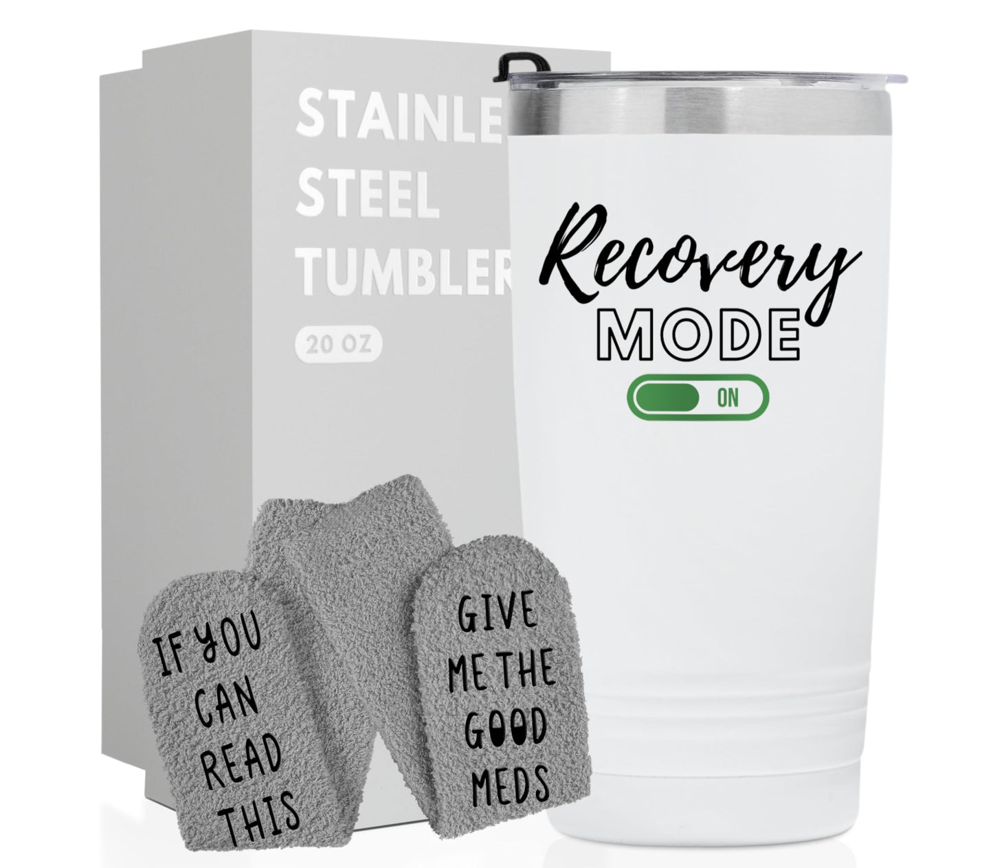 Funny Get Well Soon Gifts for Women, Men, 20oz Hospital Mug, Surgery Recovery Gifts for Chemo Patients, Comes With Socks Saying If You Can Read This, Bring Me